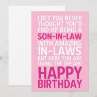Funny Happy Birthday Card für Son-in-Law Sarcastic