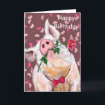 Funny Happy Birthday Card mit Gentleman Pig Karte<br><div class="desc">Gentleman Pig Funny Geburtstagskarten - MIGNED Painting and Design - oder Ihren Text hinzufügen / Name</div>