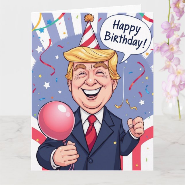 Funny Happy Birthday Card von Trump Personalisiert Karte (Orchidee)