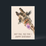 Funny Happy Birthday Card with Playful Giraffe<br><div class="desc">Happy Birthday Cards with Funny Giraffe Tongue Out and Playful Wink Cartoon Drawing Text Smile - Customizable - or Choose / Add Your Unique Text / Font / Color / Size - Make Your Special Birthday Card Gifts - Resize and move or remove and add elements / image with Customization...</div>