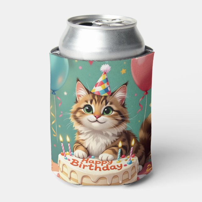 Funny happy birthday cat dosenkühler (Kanne Vorderseite)