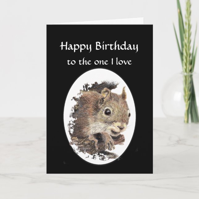 Funny Happy Birthday, One I Liebe Eichhörnchen Karte (Vorderseite)