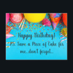 Funny Happy Birthday - Rett ein Stück Kuchen für m Postkarte<br><div class="desc">Funny Happy Geburtstag.</div>