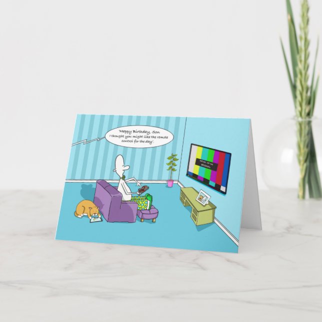 Funny Happy Birthday Son mit Remote-Kontrolle Karte (Vorderseite)