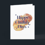 Funny Happy Challah Days Hanukkah Watercolor  Feiertagskarte<br><div class="desc">© Gorjo Designs. Made for you via Zazzle Plattform.
// Benötigen Sie Hilfe bei der Anpassung Ihres Designs? Andere Ideen got? Kontaktieren Sie mich (Zoe) direkt über den unten stehenden Kontaktknopf.</div>