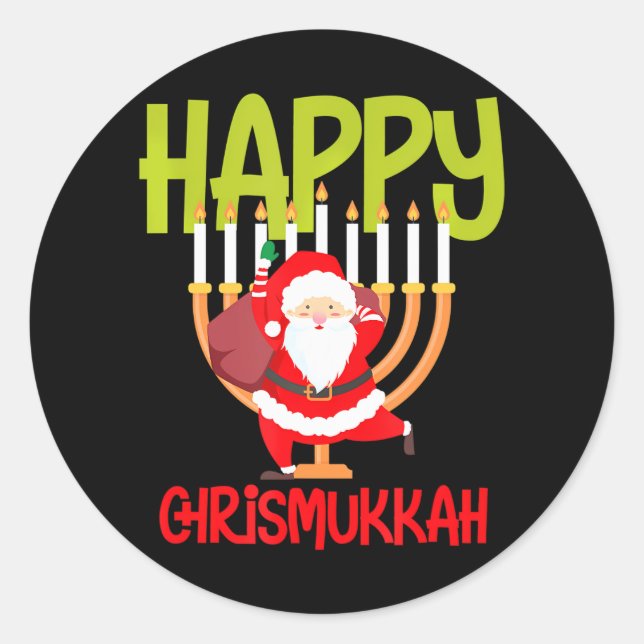 Funny Happy Chrismukkah Witty jewish Hanukkah Runder Aufkleber (Vorderseite)