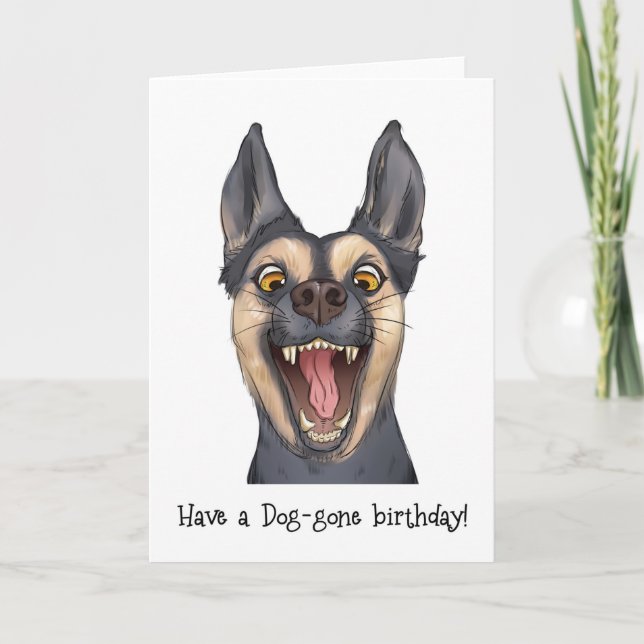 Funny Happy Dog Geburtstags Grußkarte Karte (Vorderseite)
