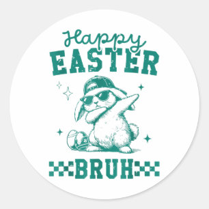 Funny Happy Easter Bruh Bunny Dabbing Niedlich Ost Runder Aufkleber