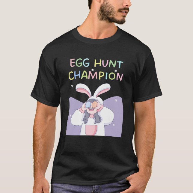 Funny Happy Easter Egg Hunt Niedlich Bunny Ears Si T-Shirt (Vorderseite)