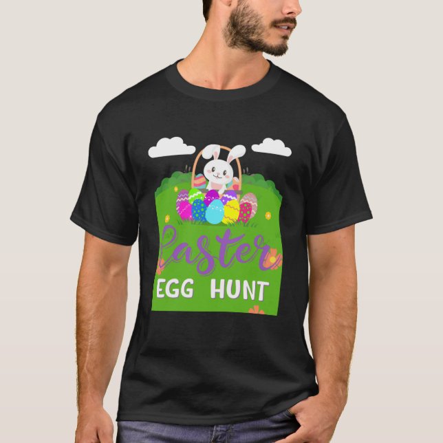 Funny Happy Easter Egg Hunt Niedlich Bunny Ears Si T-Shirt (Vorderseite)