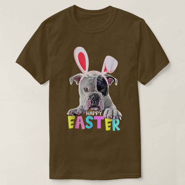 Funny Happy Easter English Bulldog Bunny Pet Lover T-Shirt (Design vorne)