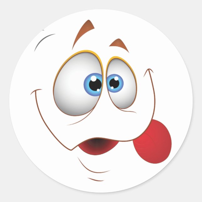 Funny Happy Face Blue Eyes Runder Aufkleber (Vorderseite)