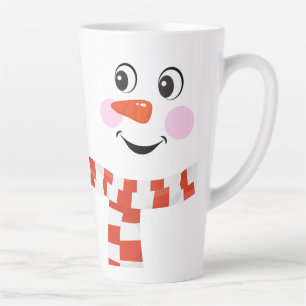 Funny Happy Face Snowman Winter Scarf Hot Cocoa Milchtasse