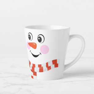 Funny Happy Face Snowman Winter Scarf Hot Cocoa Milchtasse