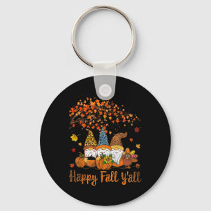 Funny Happy Fall Y'all Erntedank Gnomes Tree Pu Schlüsselanhänger