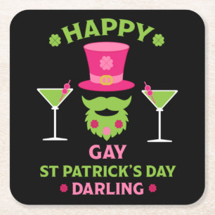 Funny Happy Gay St Patrick's Day Rechteckiger Pappuntersetzer