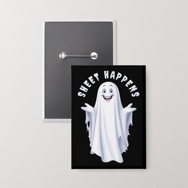 Funny Happy Ghost Button (Vorderseite/Rückseite)