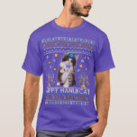 Funny Happy Hanukcat Ugly Hanukkah Maine Coon Cat T-Shirt<br><div class="desc">Funny Happy Hanukcat Ugly Hanukkah Maine Coon Cat Jüdisch.</div>