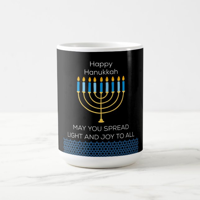 Funny Happy Hanukkah Cute Blue Chanukah Unique Verwandlungstasse (Zentrum)