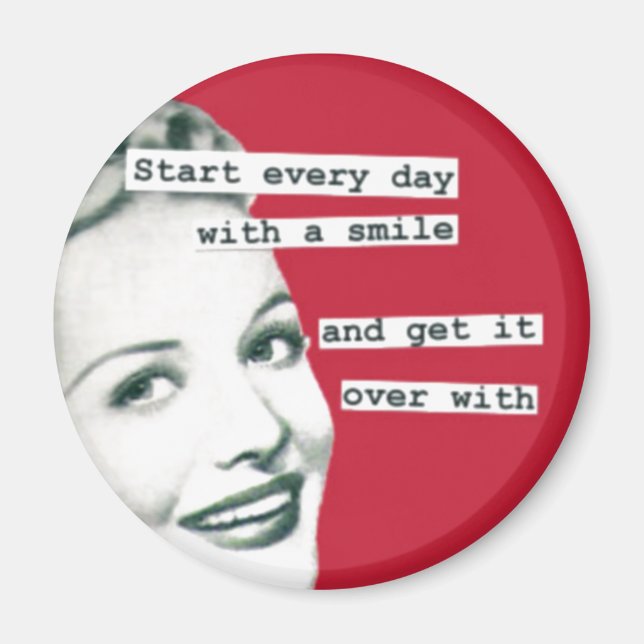 Funny Happy Hausfrau Retro Magnet (Vorne)