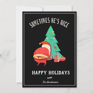Funny Happy Holidays Gruß naughty Santa Black Feiertagskarte