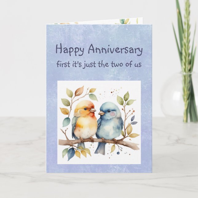 Funny Happy Jubiläum Sweetheart Niedlich Lovebirds Karte (Vorderseite)