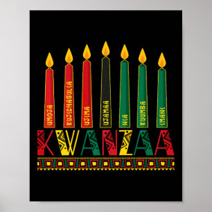 Funny Happy Kwanzaa Kinara Principles Candles Pan Poster