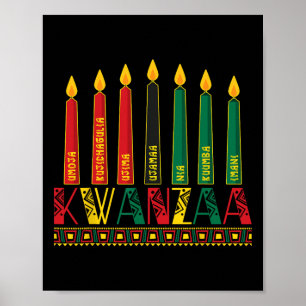 Funny Happy Kwanzaa Kinara Principles Candles Pan Poster