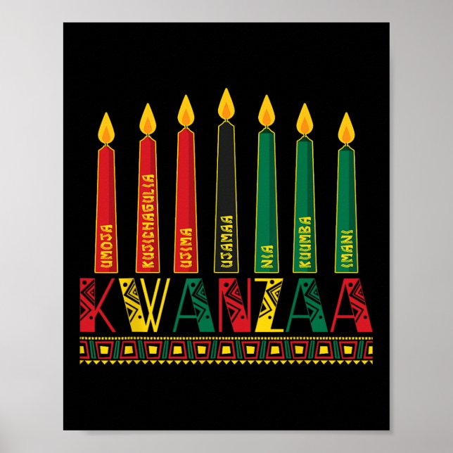 Funny Happy Kwanzaa Kinara Principles Candles Pan Poster (Vorne)