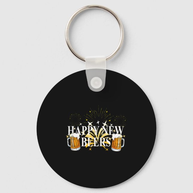 Funny Happy New Beers Drinking 2021 Nye Party Happ Schlüsselanhänger (Vorderseite)