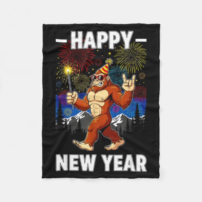 Funny Happy New Year 2026 Bigfoot Lovers New Years Fleecedecke (Vorderseite)