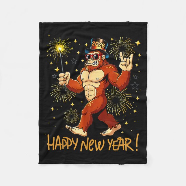 Funny Happy New Year 2026 Bigfoot Lovers New Years Fleecedecke (Vorderseite)
