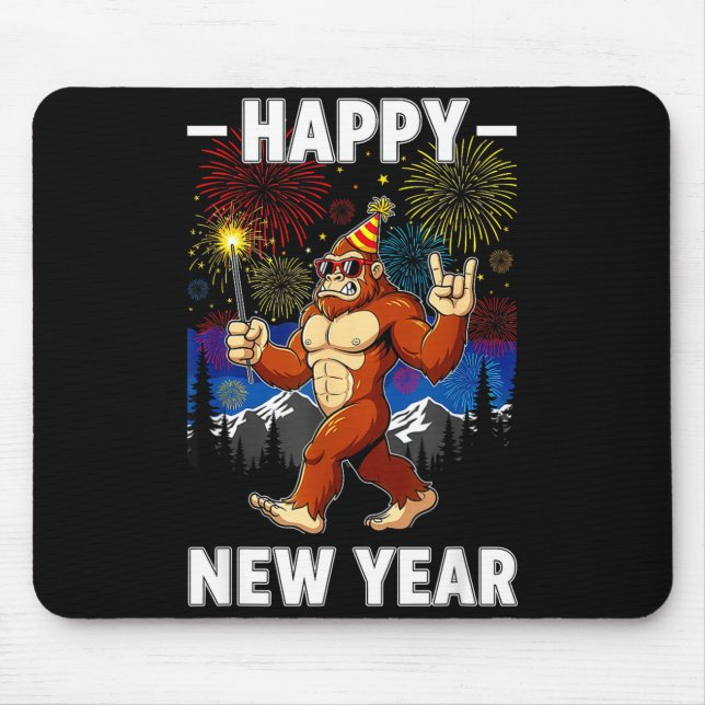 Funny Happy New Year 2026 Bigfoot Lovers New Years Mousepad (Vorne)