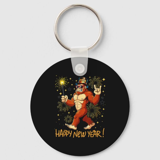 Funny Happy New Year 2026 Bigfoot Lovers New Years Schlüsselanhänger (Vorderseite)
