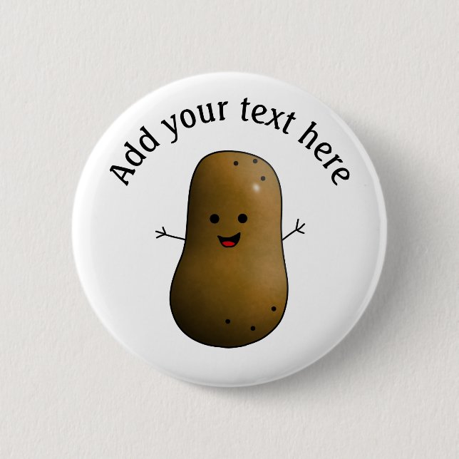 Funny Happy Potato Personalisiert Button (Vorderseite)
