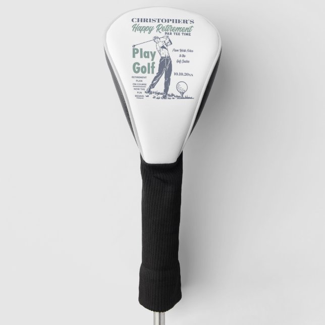 Funny Happy Rente Golfer Thema Retro Golf Headcover (Vorderseite)