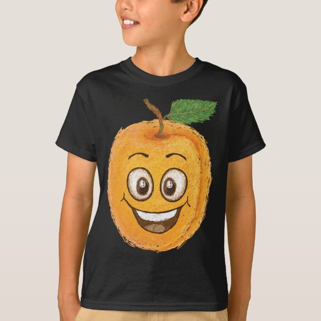 Funny Happy Smiling Apricot Fruit Cartoon T-Shirt (Vorderseite)