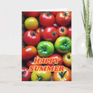 Funny Happy Summer Tomato Celebration Feiertagskarte
