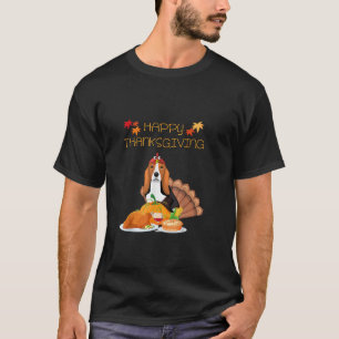 Funny Happy Thanksgiving Basset Hound Dog Türkei L T-Shirt