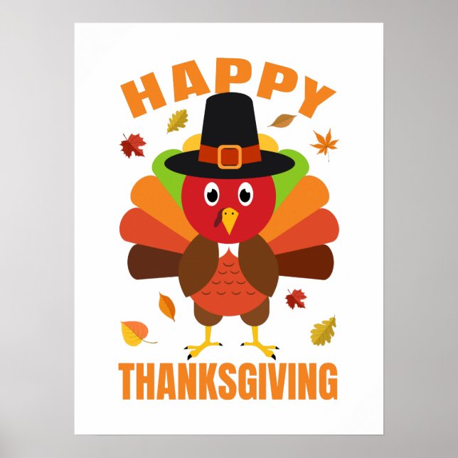 Funny Happy Thanksgiving Day Illustration Poster (Vorne)