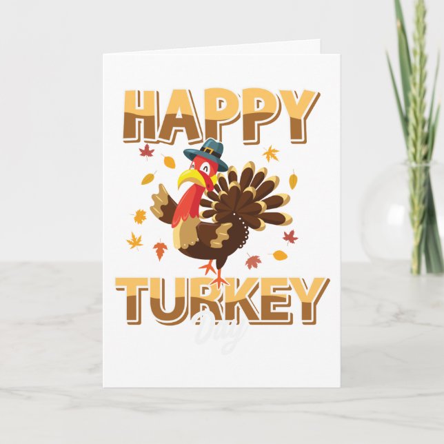 Funny Happy Turkey Erntedank Karte (Vorderseite)
