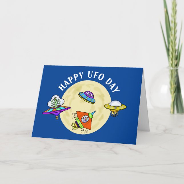 Funny Happy UFO Day Grußkarte Karte (Vorderseite)