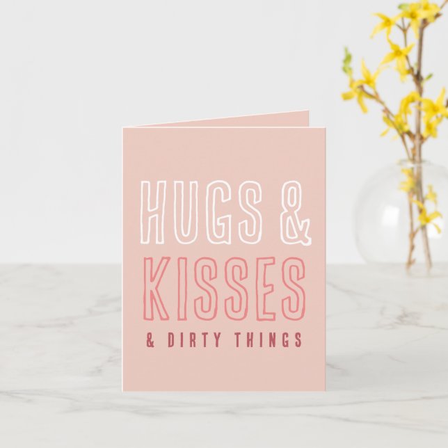Funny Happy Valentine Hugs & Kisses & Dirty Things Karte (Gelbe Blume)