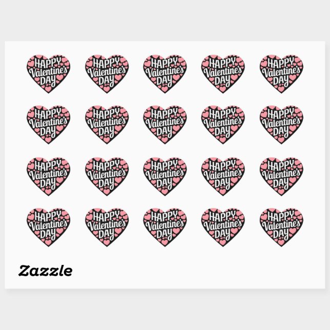 Funny Happy Valentines Day Herzlich Liebe Herz-Aufkleber (Blatt)