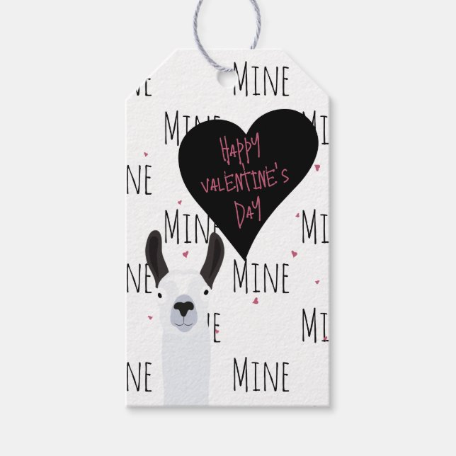 Funny Happy Valentine's Day "Mein Muster" Llama Geschenkanhänger (Vorderseite)