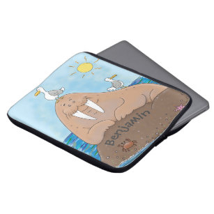 Funny happy walrus Cartoon Illustration Laptopschutzhülle