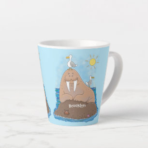 Funny happy walrus Cartoon Illustration Milchtasse