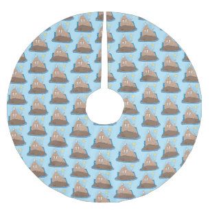 Funny happy walrus Cartoon Illustration Polyester Weihnachtsbaumdecke