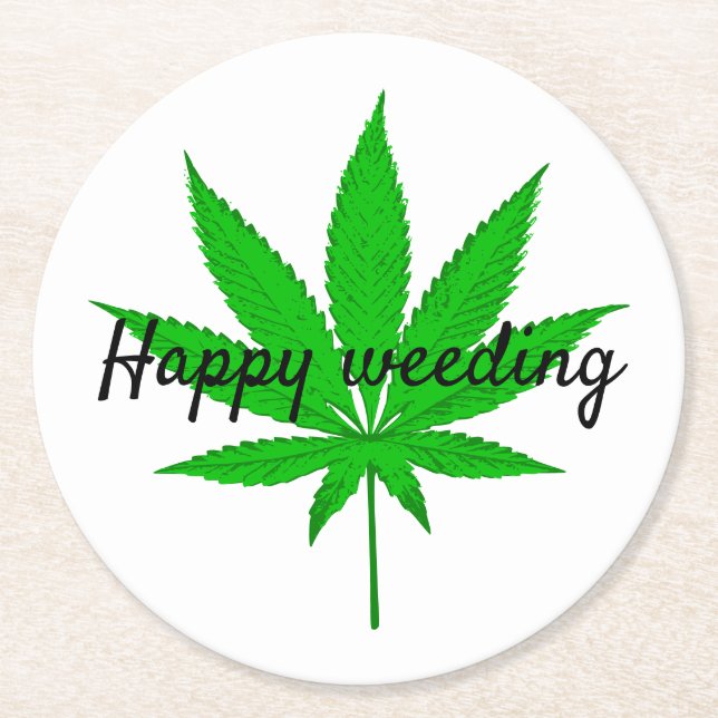 Funny Happy Weeding Wedding Pub Runder Pappuntersetzer (Vorderseite)