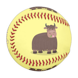 Funny happy yak aß gras Cartoon Illustration Baseball